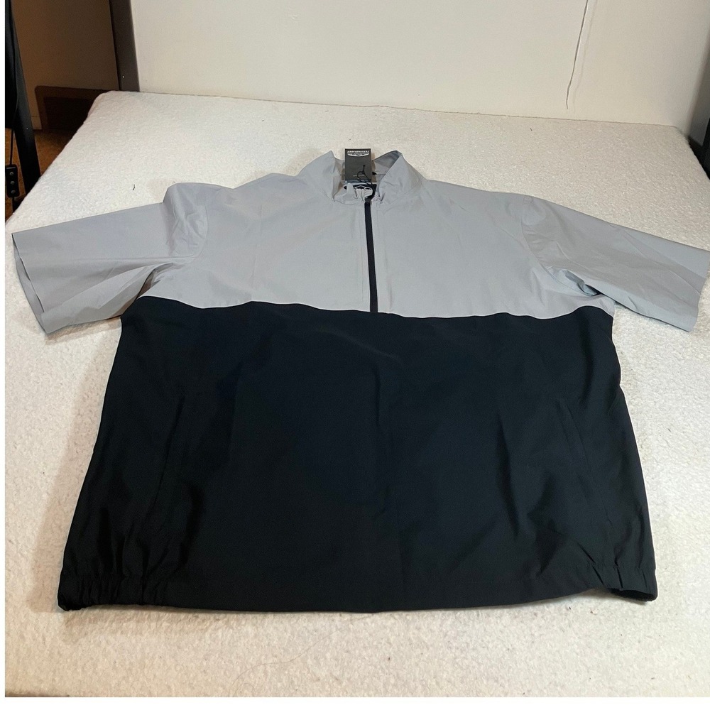 Sun Mountain Golf Mens 3XL Short Sleeve Windshirt 1/4 Zip Pullover Gray Black